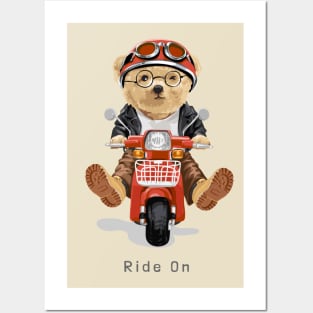 Cute bear design "Ride On" Posters and Art